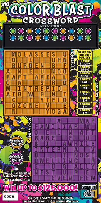 COLOR BLAST CROSSWORD ticket